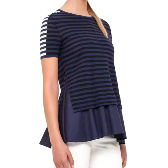 Akris Punto - Short Sleeve Knit Striped Top - Size 8 - Picture 1 of 12